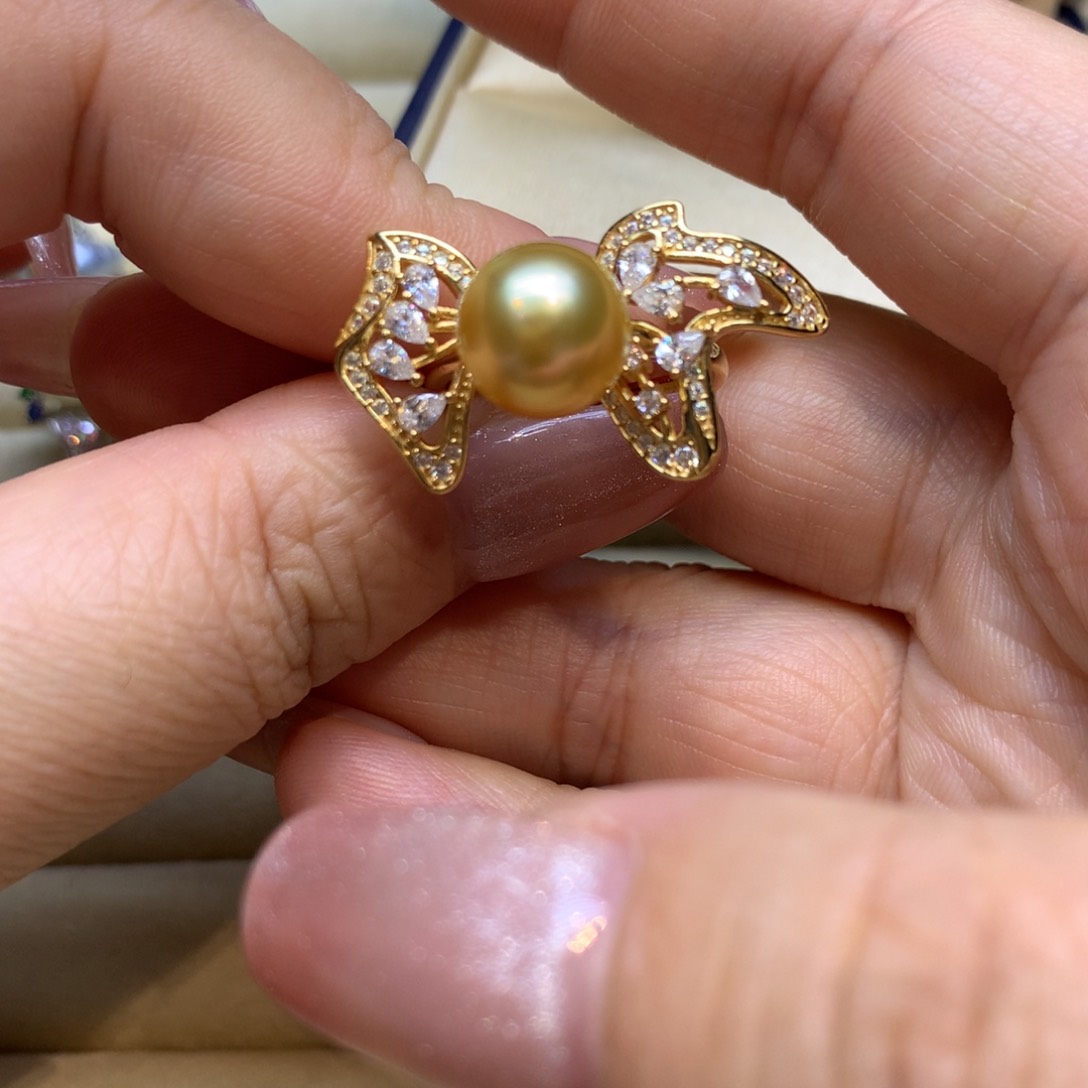 银S925镶嵌戒指海水珍珠