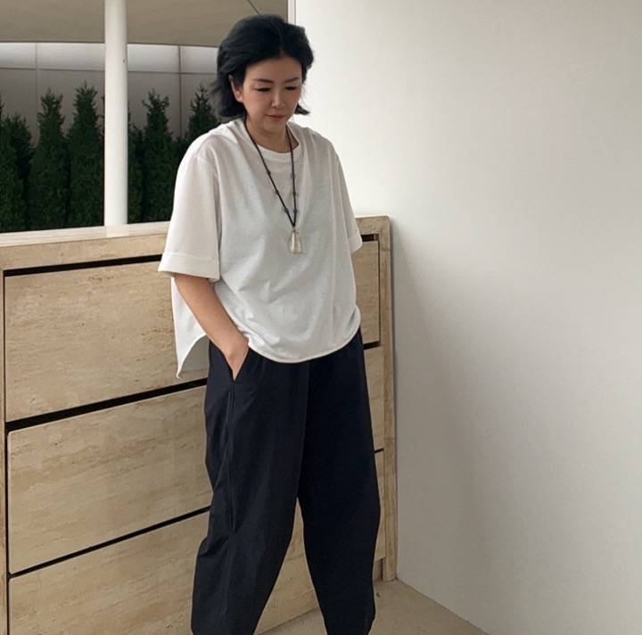  欧货设计感前短后长T恤女夏季25新款圆领宽松百搭打底上衣2873