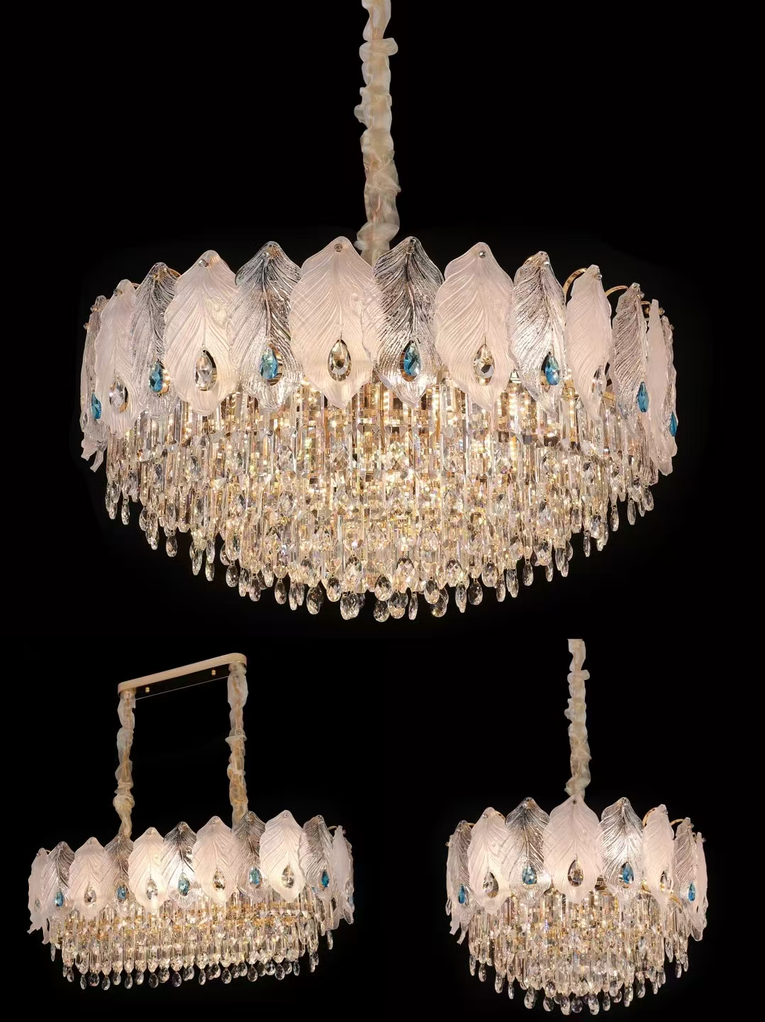 【志诚灯饰】“蓝宝石孔雀”大气高档轻奢法式客厅餐厅卧室水晶吊灯