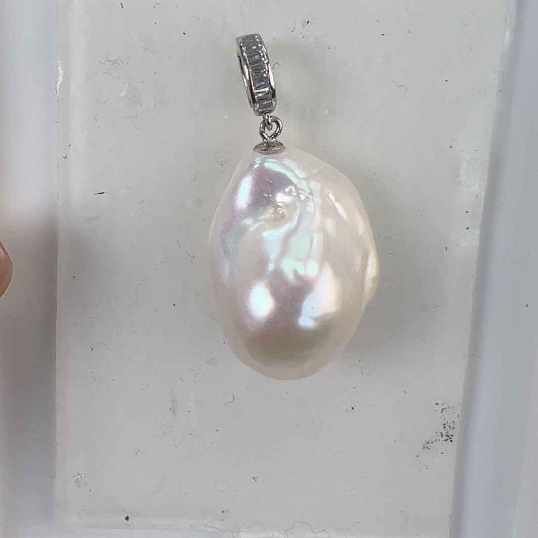 淡水珍珠吊坠(不含链)银S925镶嵌