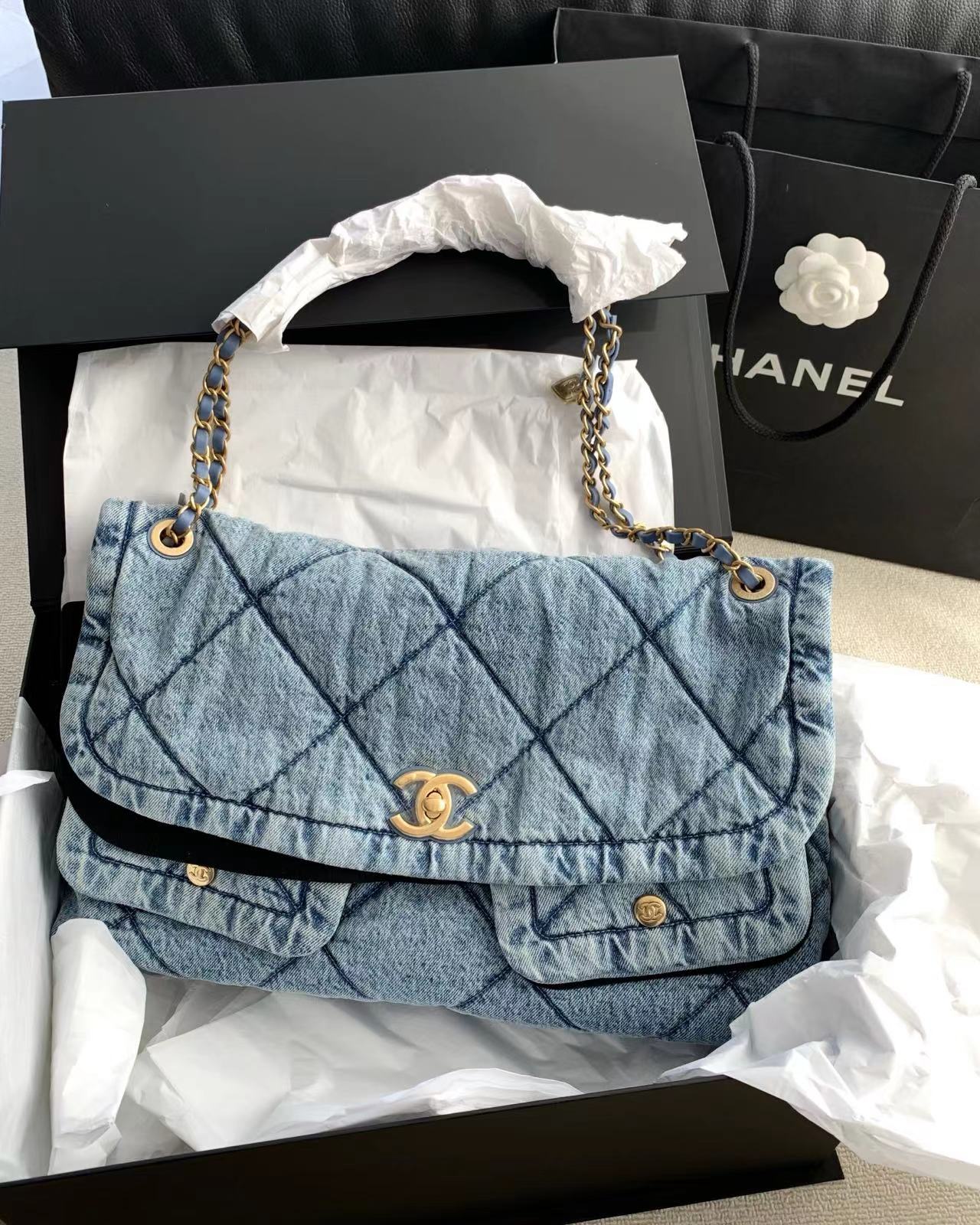 未使用 Chanel/香奈儿 25k浅牛仔机场包 芯片款 40cm 16649797