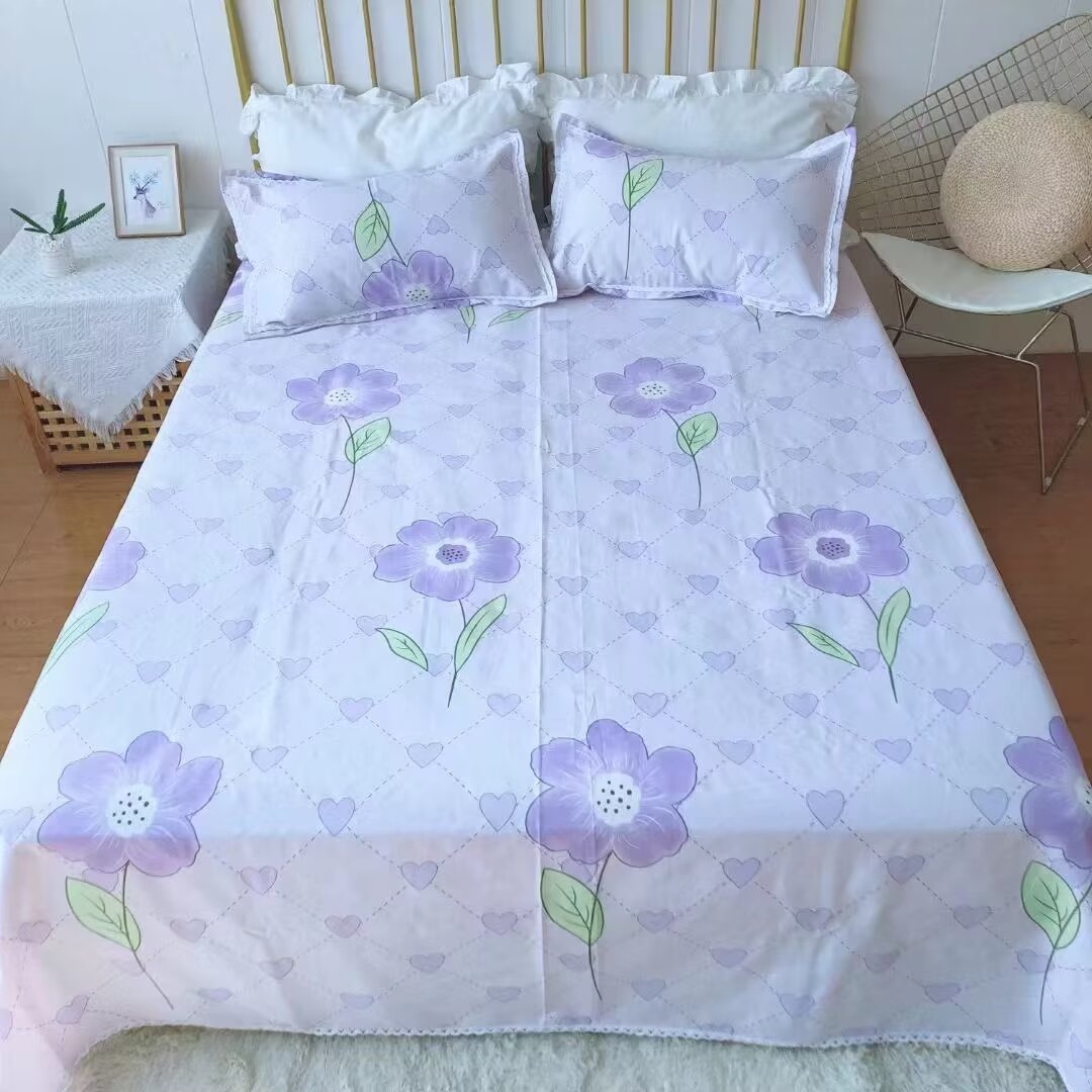 （0117）特厚老粗布床单吸汗透气2.45*2.45米（+－5公分）向阳而生-紫