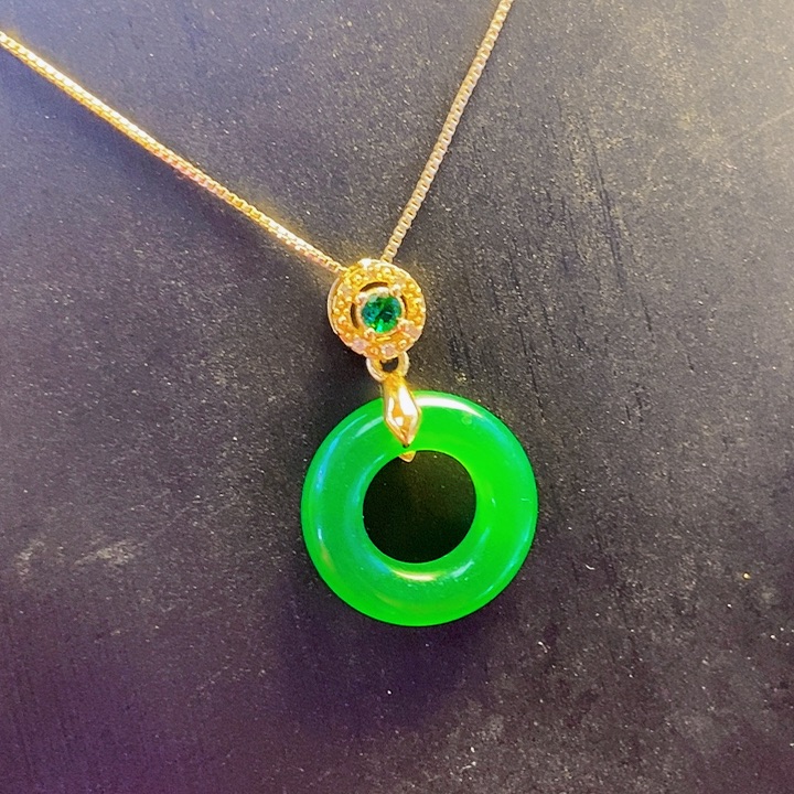 翡翠14K金镶嵌颈饰