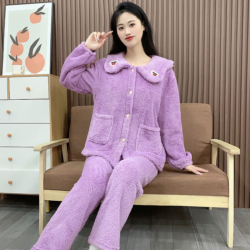 睡衣女可爱公主风珊瑚绒加绒加厚保暖宽松女士可外穿家居服Y139