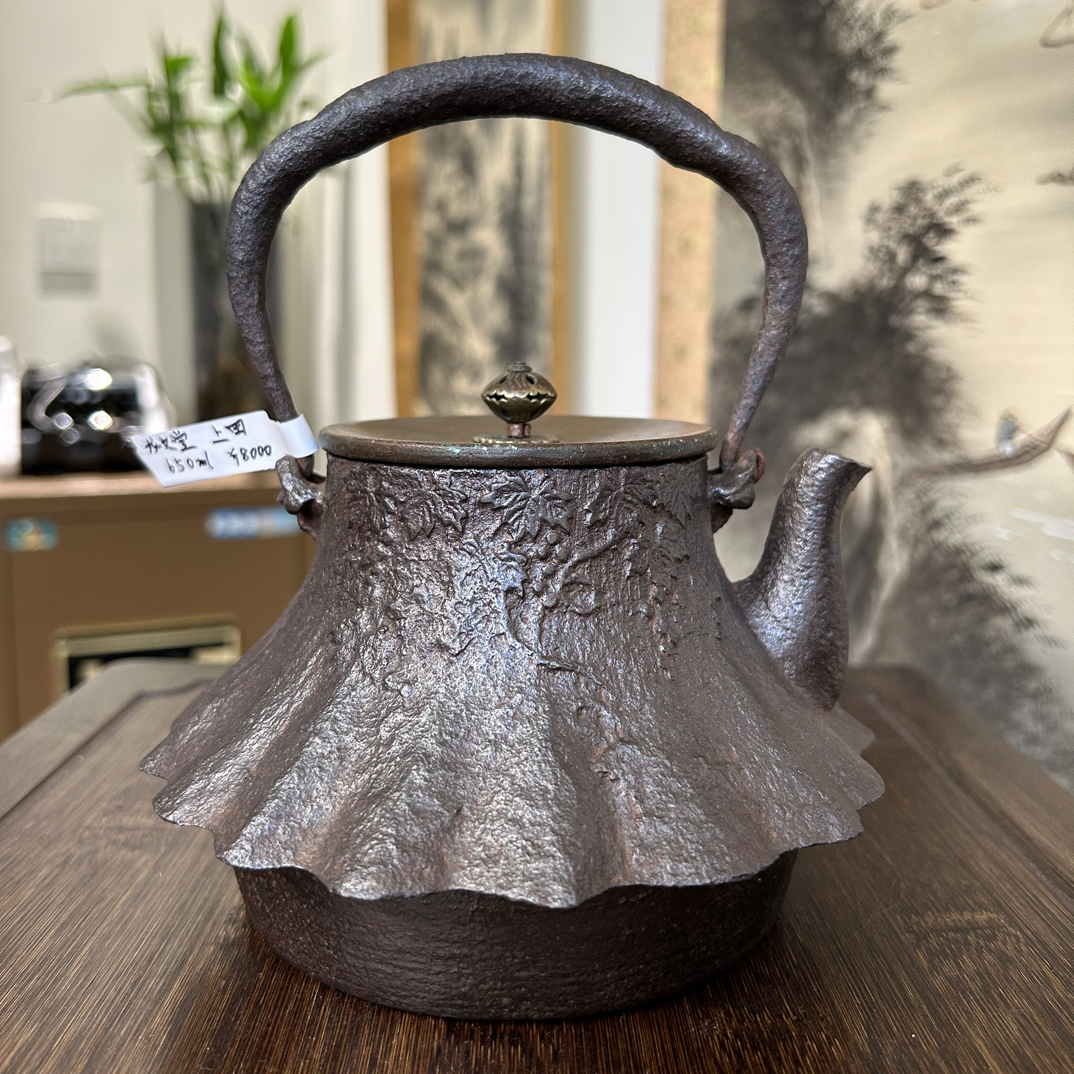 【精品级】龙文堂名人上田照房造 富士山型老铁壶  满水容量约650ml