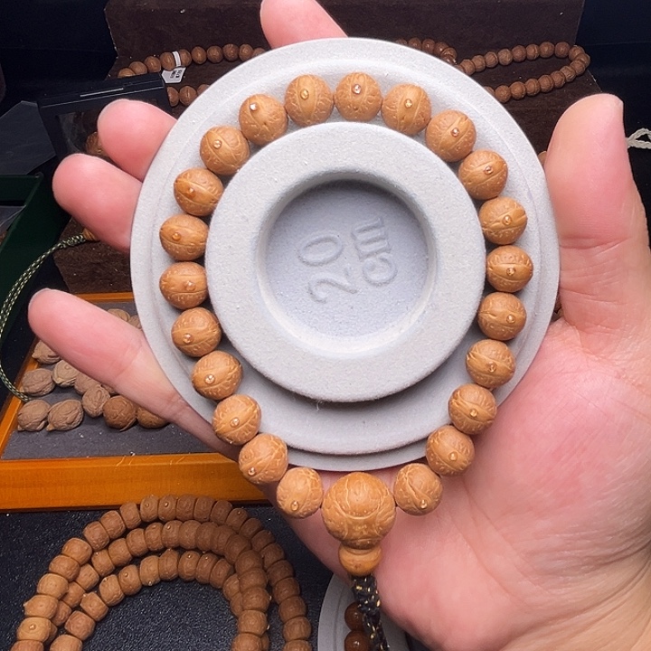 手串凤眼菩提11.5mm实心粉红皮