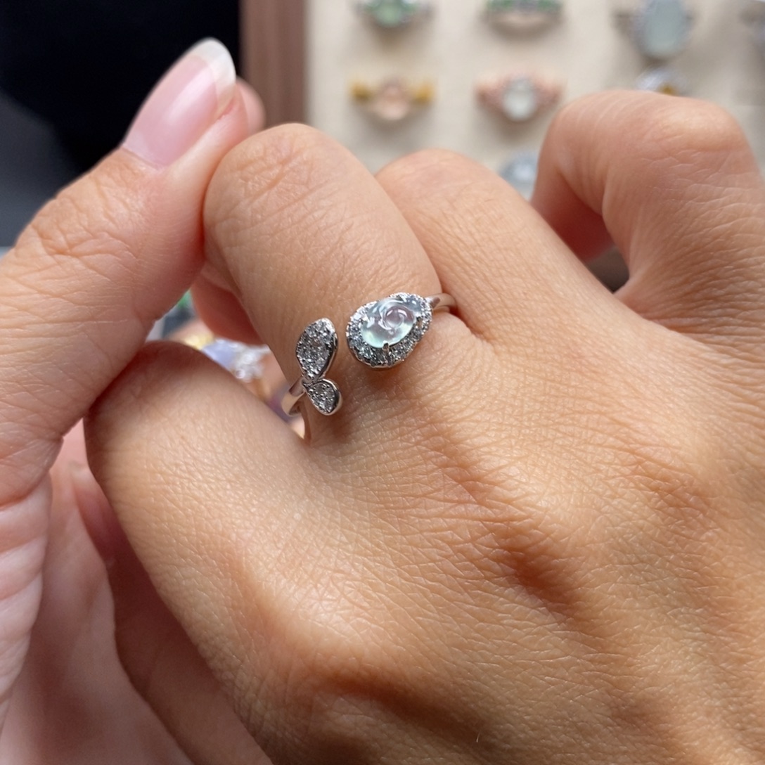 翡翠银S925镶嵌戒指