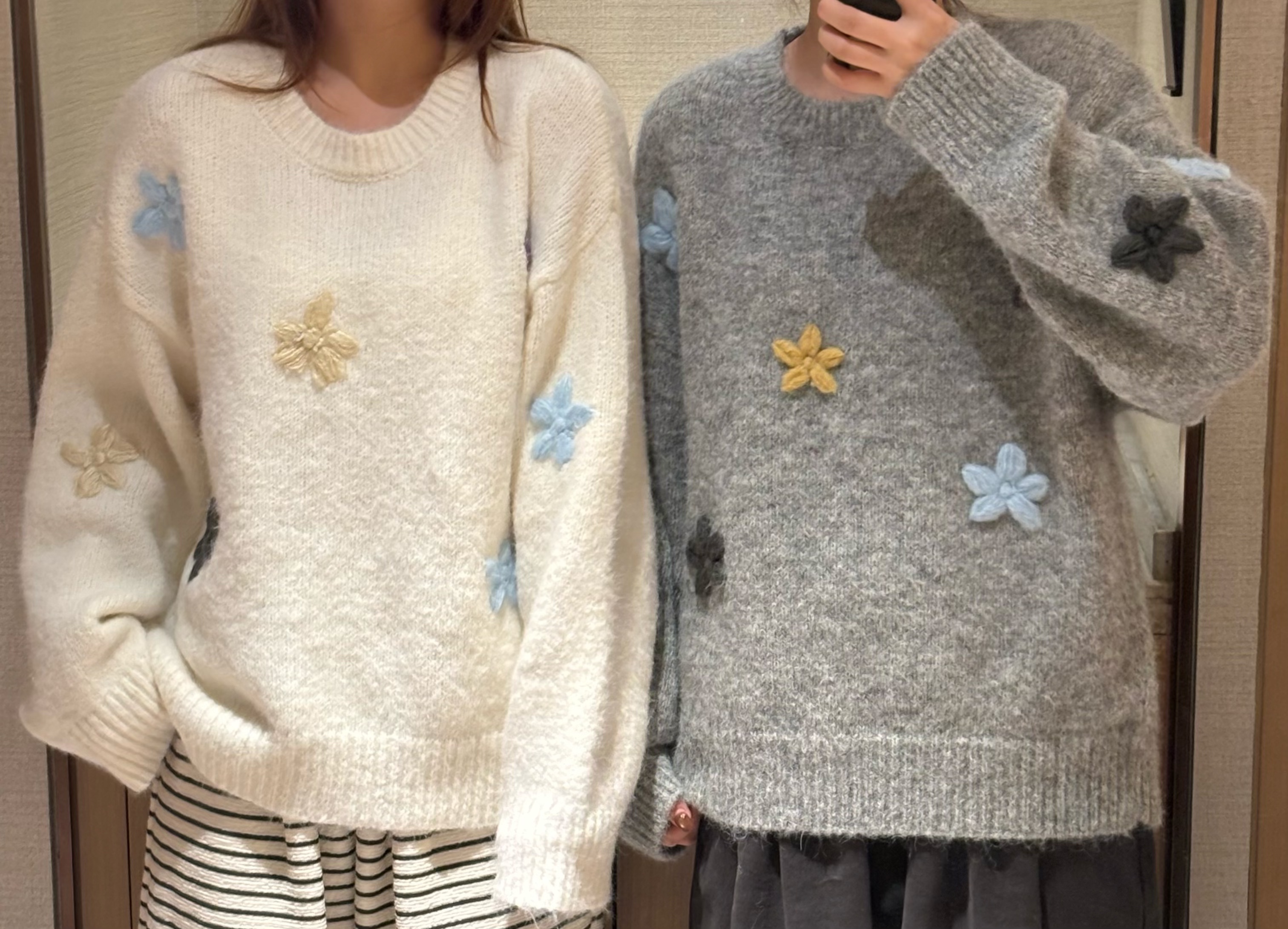 CCJ#5755#小花套头毛衣 FL