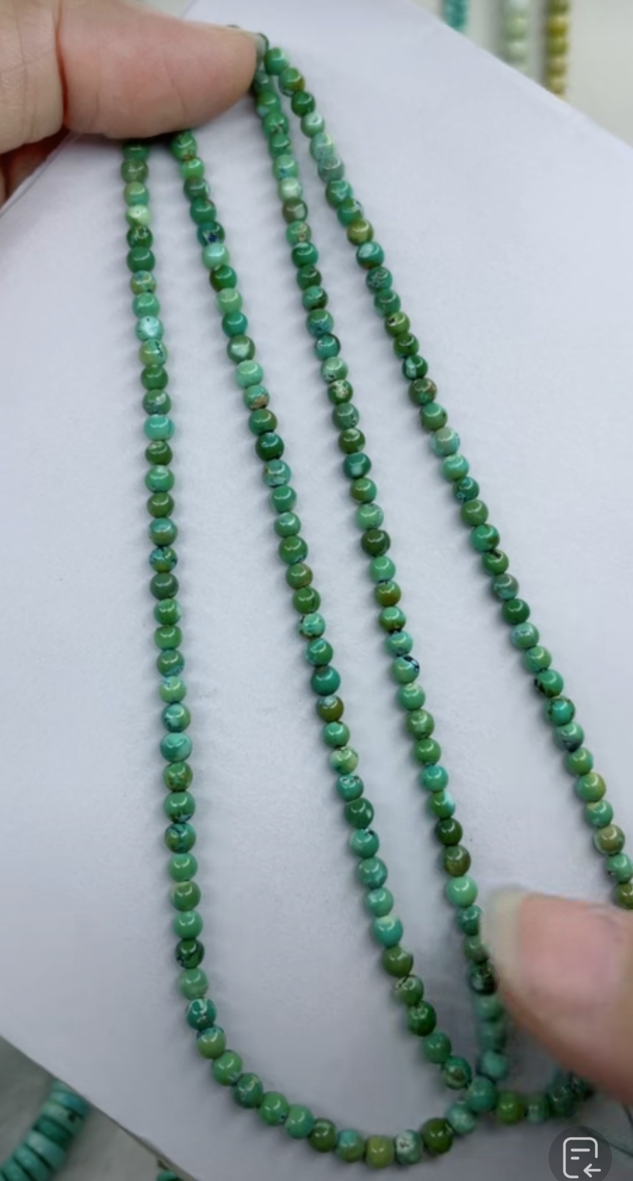 天然原矿绿松石珠链卡3+