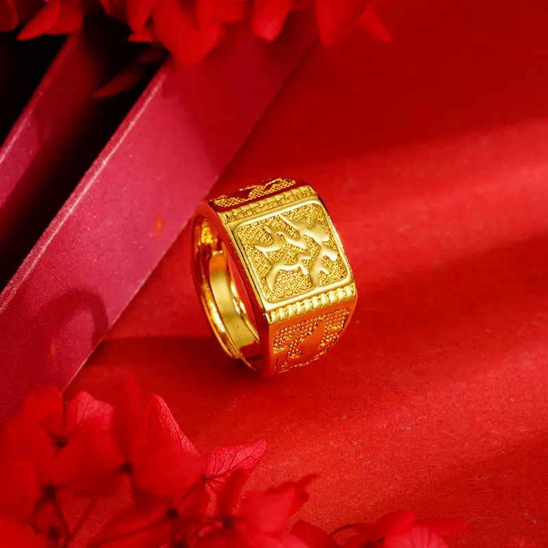 合金戒指 活口金色大气男士霸气情侣发财戒指男戒