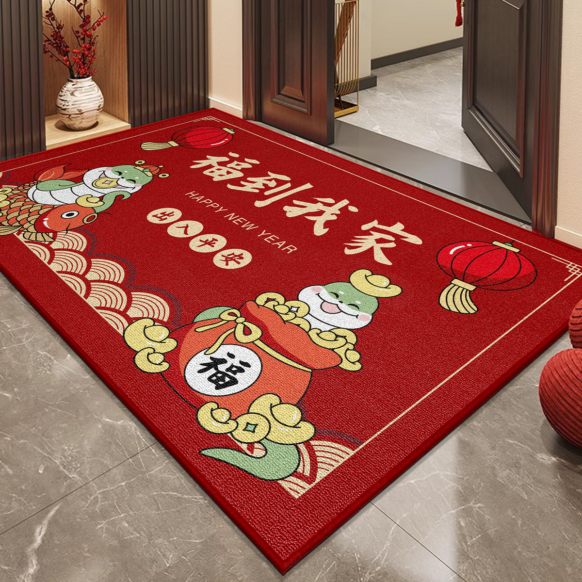 入户门地垫比利时绒家用脚垫除尘防滑垫子进门口玄关地毯喜庆防水