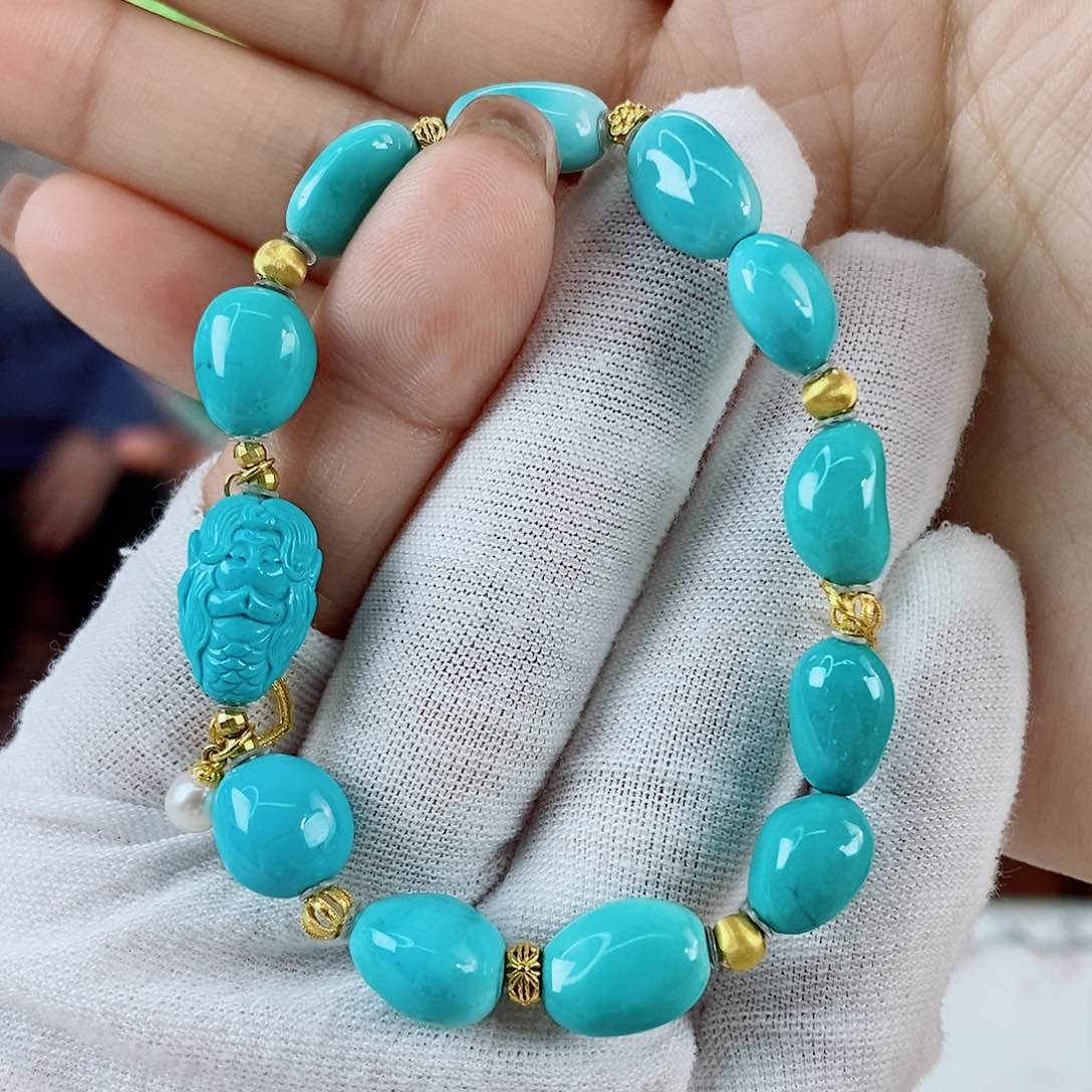 绿松石珠宝奇石18K金镶嵌