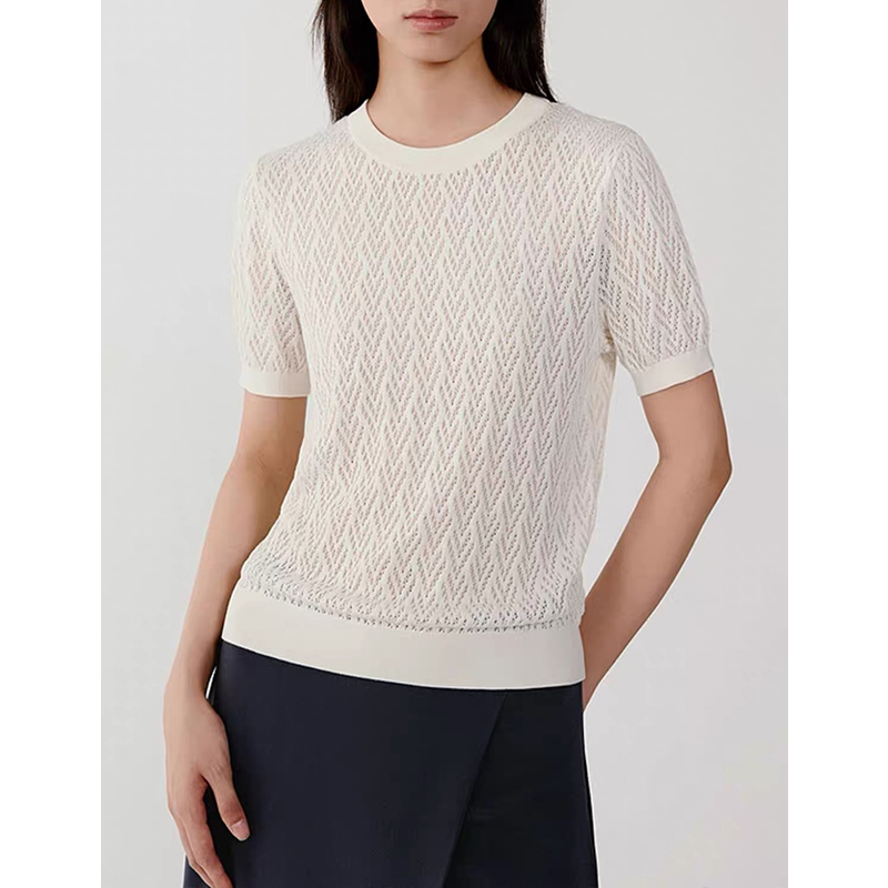 "小禾"绢丝棉合股纱套头针织衫 C723