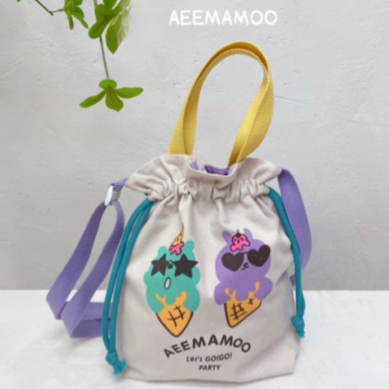 AEEMAMOO韩版ins风可爱冰淇淋印花手拎包时尚网红百搭女孩学生