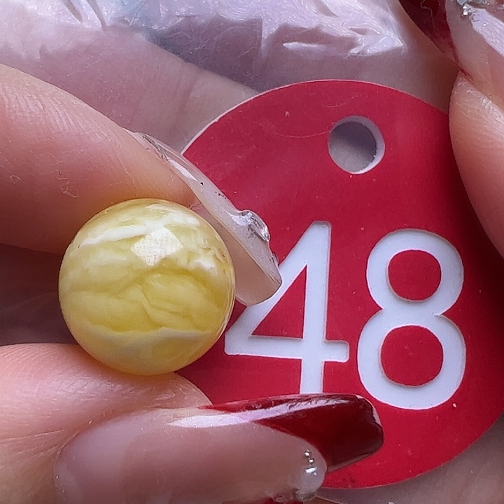 蜜蜡未镶嵌珠宝奇石微花粉12mm金瓷白虎皮圆珠