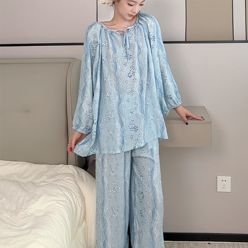 【2025秋季上新】棉绸套头睡衣女套装睡衣慵懒风空调服国风版家居服