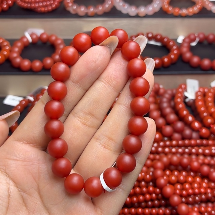 睡***呼玛瑙/玉髓未镶嵌天然玛瑙手串单圈