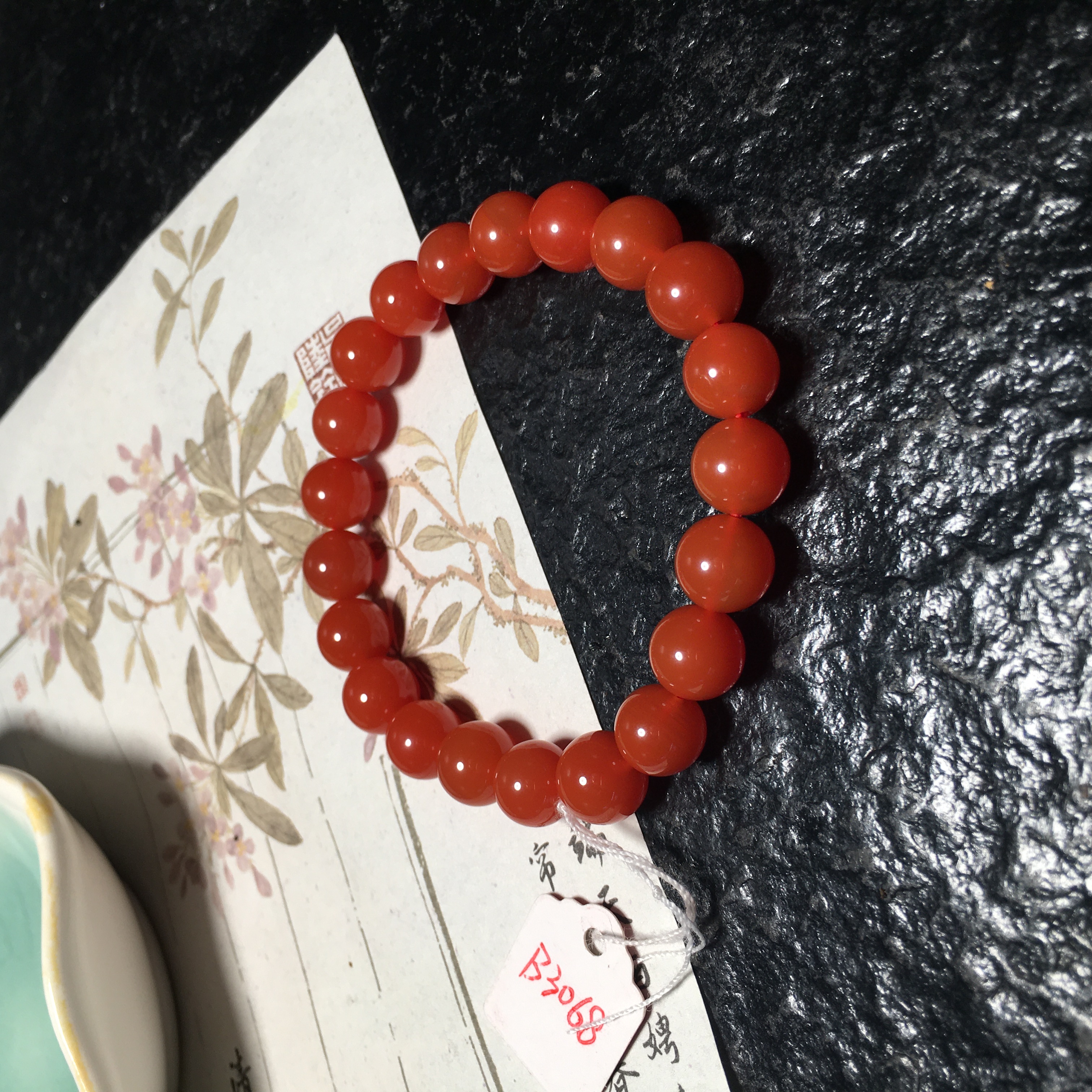 【朱锦南红】保山杨柳南红玛瑙柿子红手串高光满色满肉9.2mm22.3g