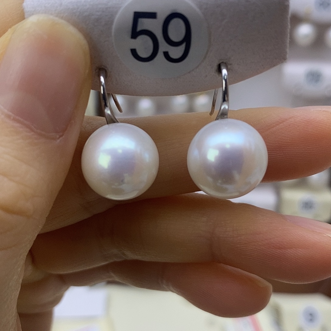 银S925镶嵌淡水珍珠耳饰