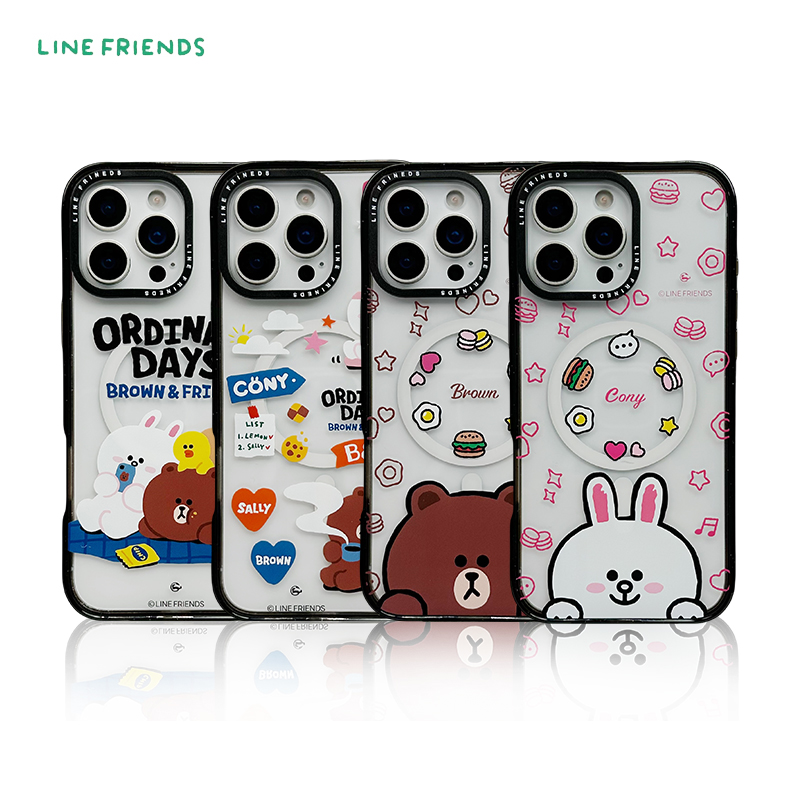 正版Line Friends第二季iPhone16Pro Max磁吸手机壳透明适用15/14