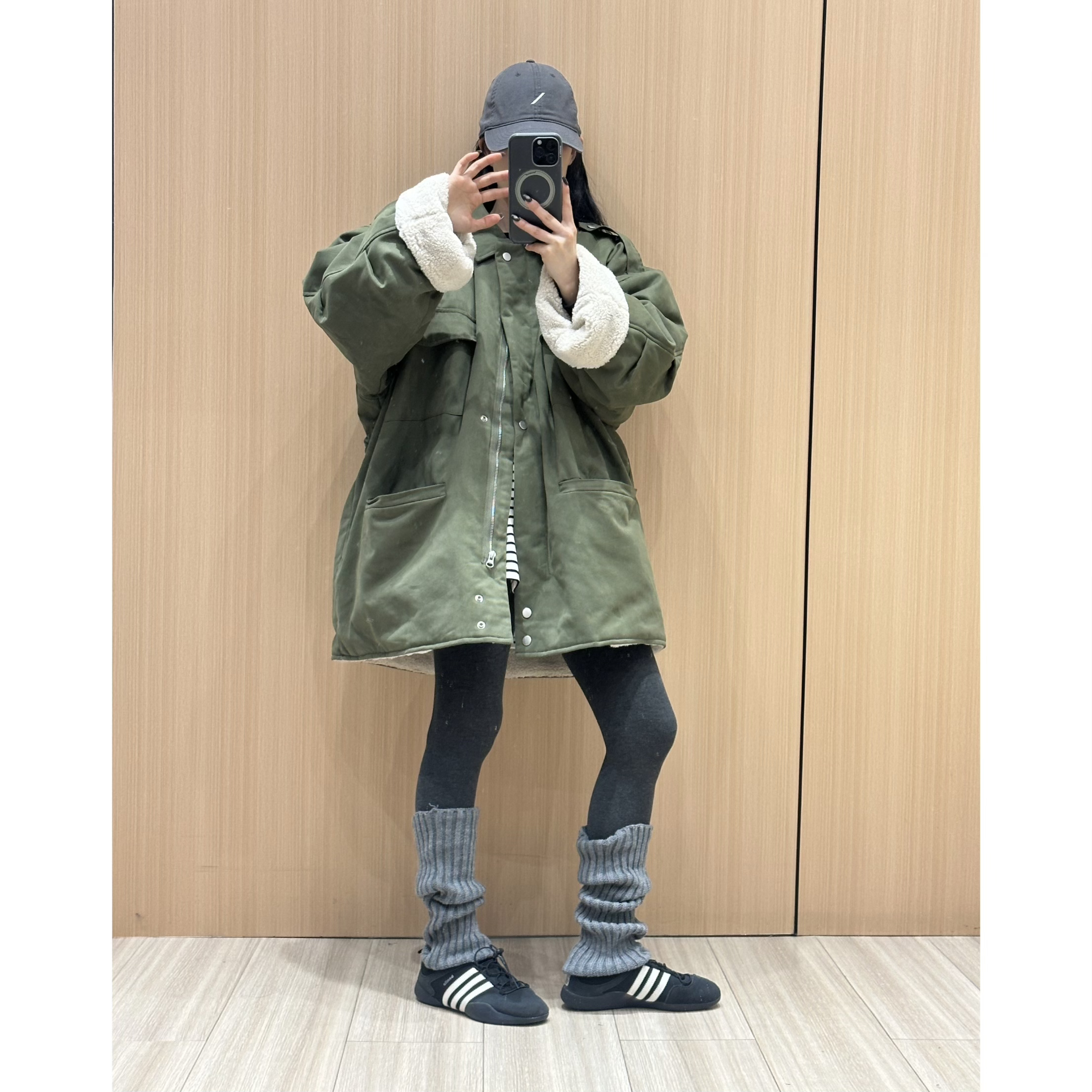 暖绒堡垒～韩系工装羔毛拼接加厚保暖外套