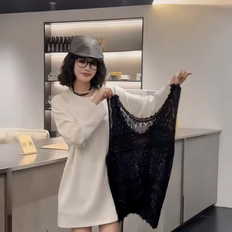 胖妹妹加肥V领针织马甲短袖T恤衫韩版大码女装简约百搭休闲两件套