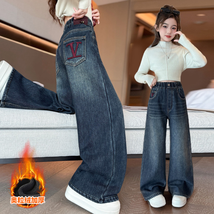 裤子休闲冬季纯色女童中大童