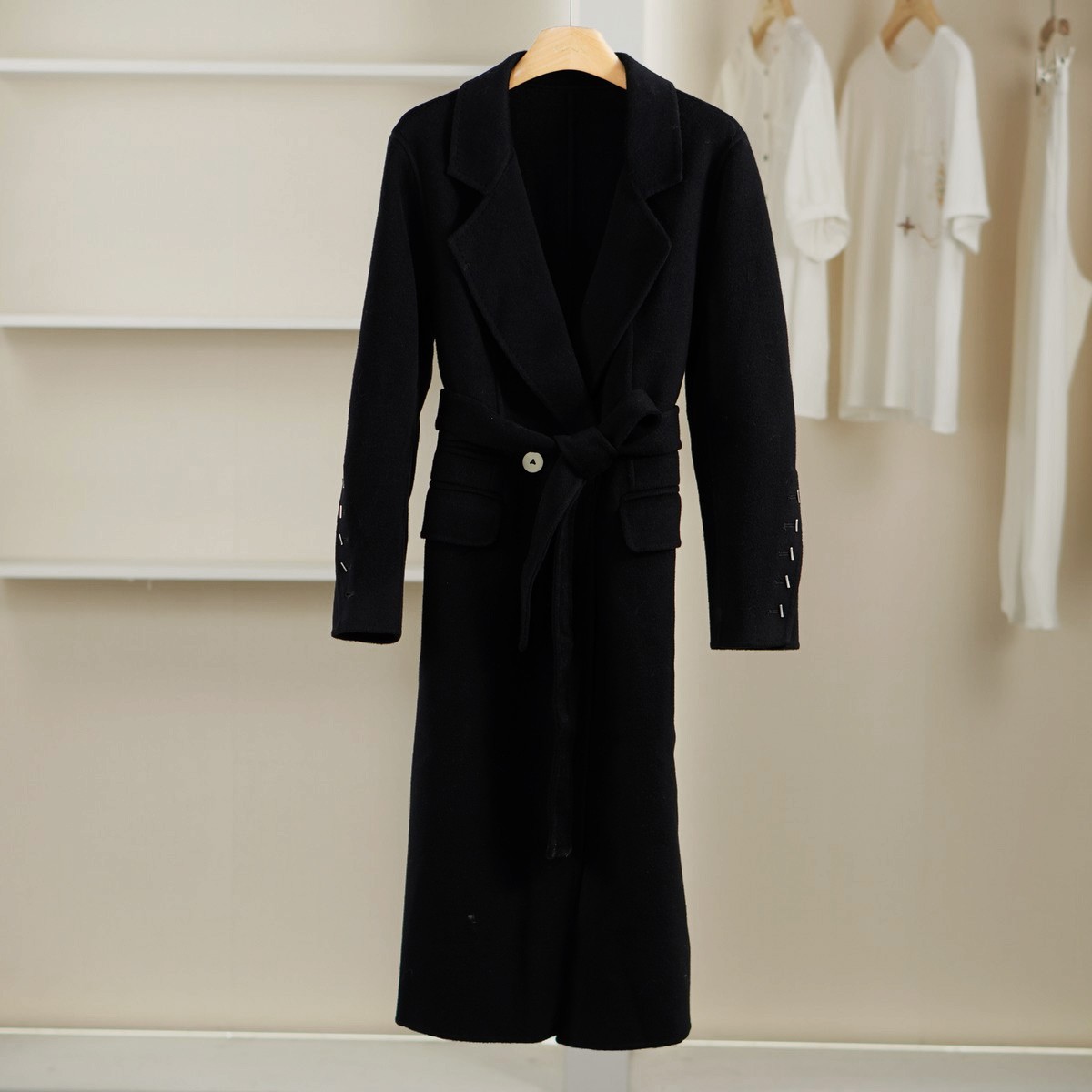 【麦笛•品牌新款】5081108 气质百搭长款毛呢大衣秋冬女品牌折扣