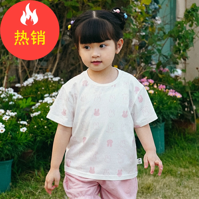 品牌女童夏季短袖T恤女孩儿童洋气时髦棉半袖夏装潮XGT43011