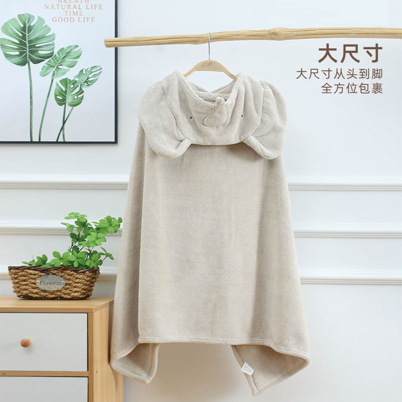 a类婴幼儿珊瑚绒浴巾加厚吸水宝宝斗篷浴巾卡通斗篷连帽披风可穿