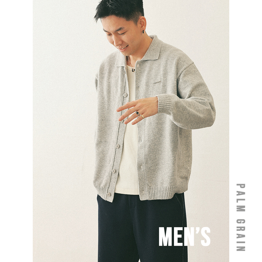 【域感无界】Palm.G 复古秋冬季宽松开衫毛衣翻领针织衫E37063