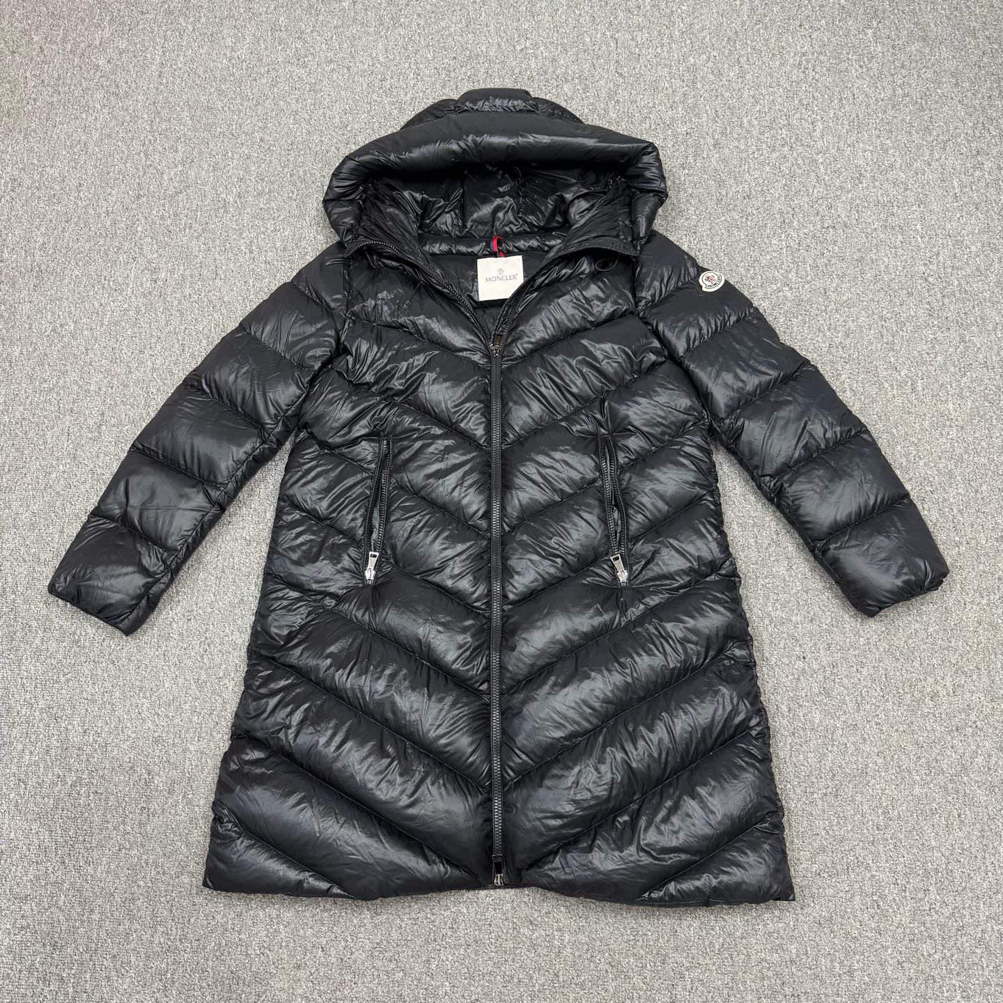 99新 MONCLER 16197280 nz黑色cambales中长款羽绒服外套 3码99新