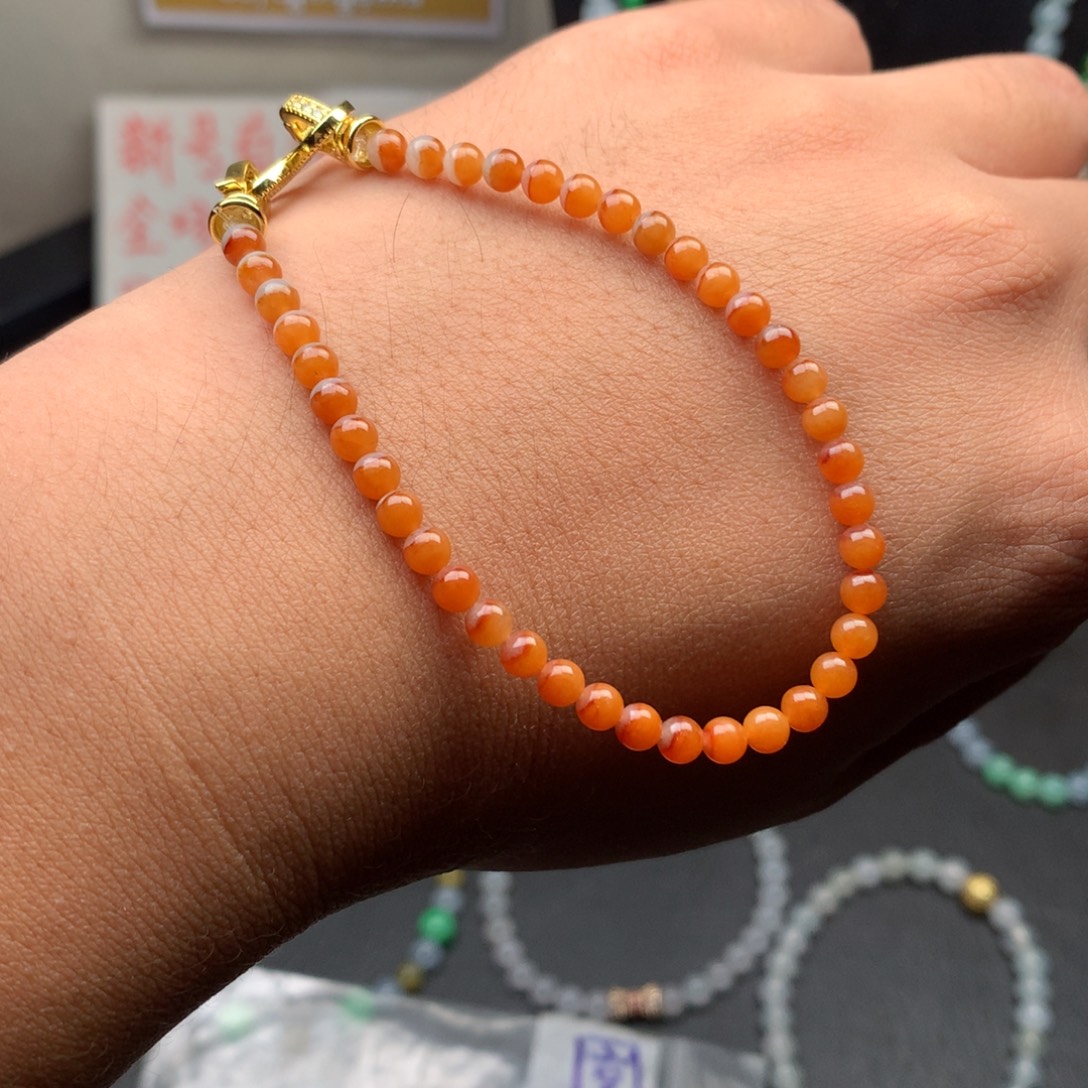 定制翡翠未镶嵌卡4.2天然黄红橘红002号