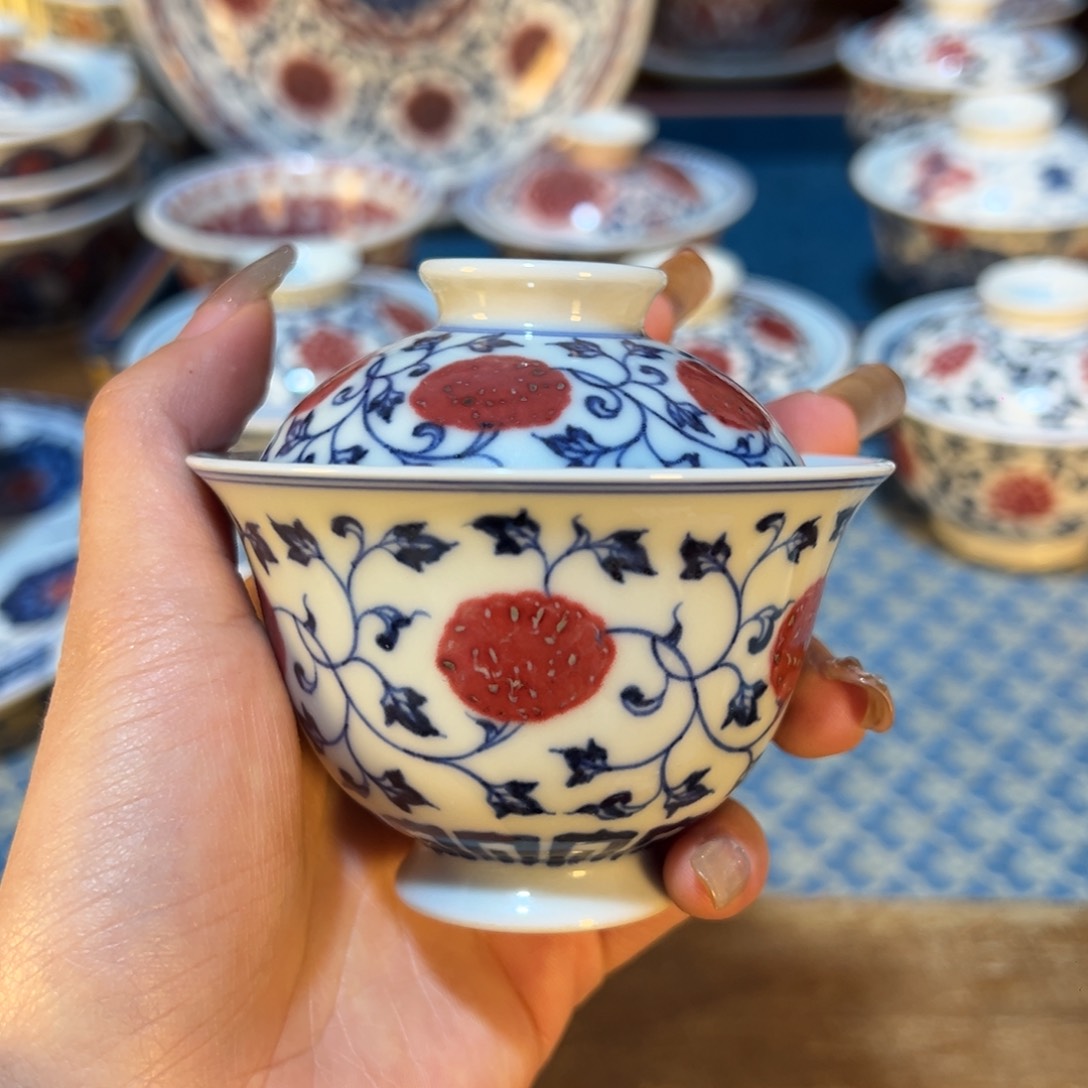 盖碗景德镇手绘陶瓷