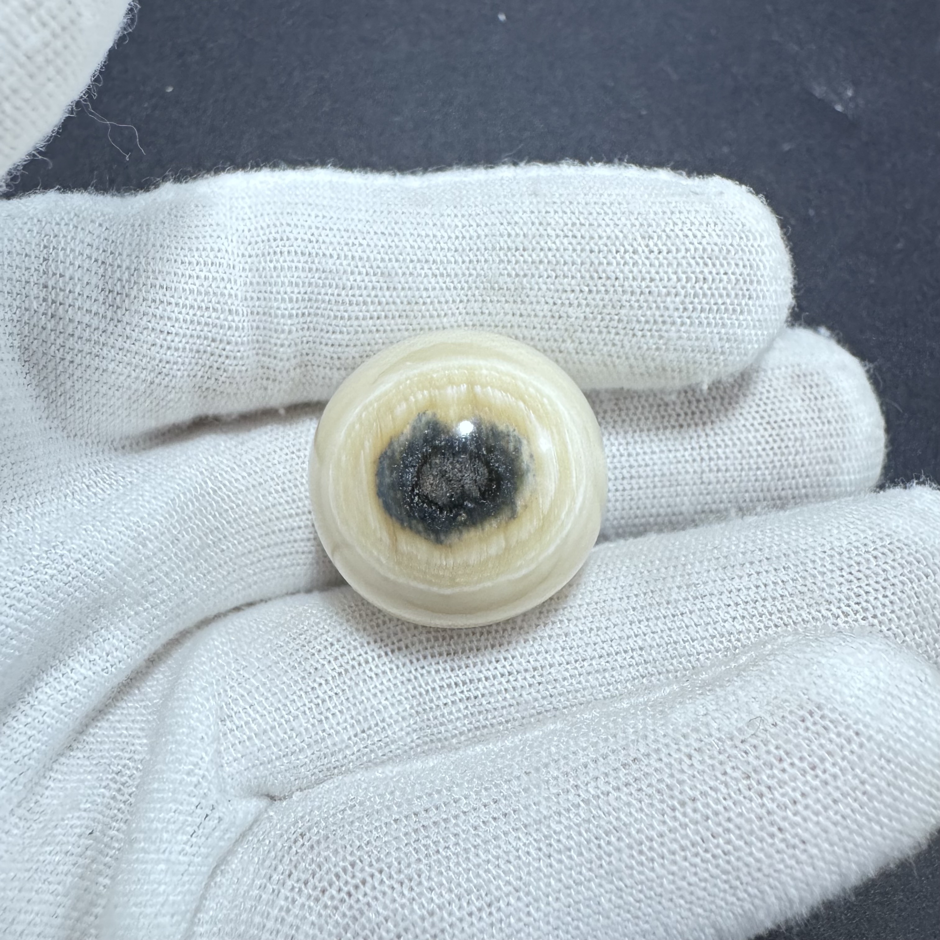 【猛犸兄弟】DZ0206天然猛犸象牙佛珠猛犸牙蓝眼睛24mm单珠