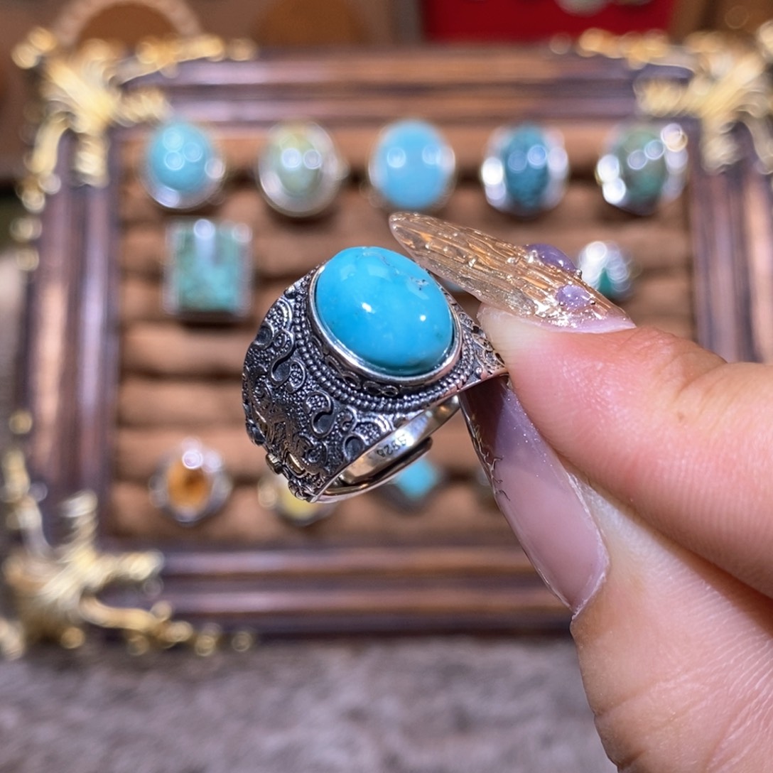 绿松石戒指银S925镶嵌L****记戒指