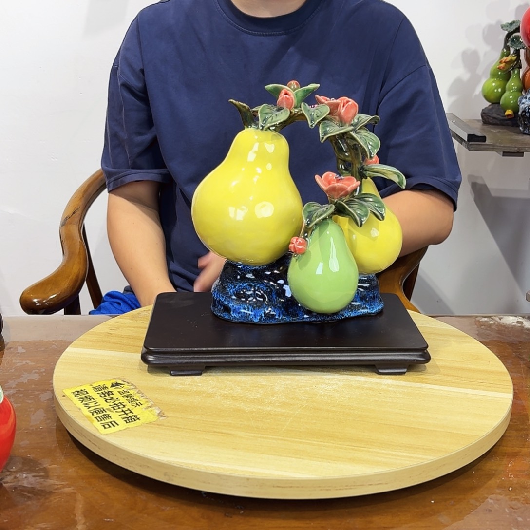 陶瓷三柚子摆件的