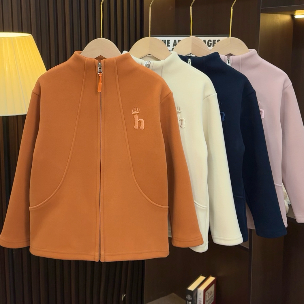 双面绒 慕斯绒 秋冬 亲子拉链外套 韩版原单H刺绣 男童女童 外套