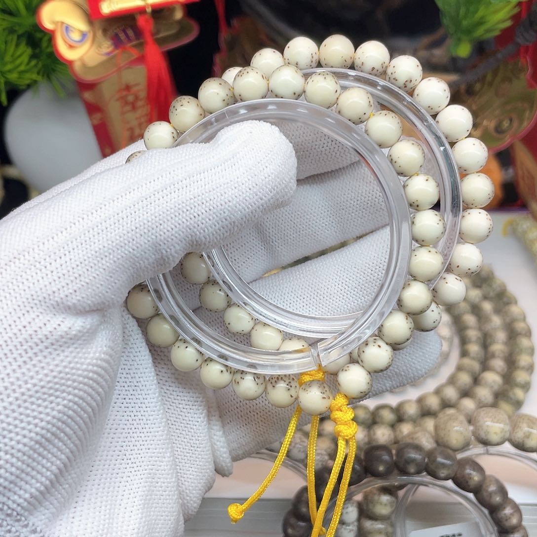 星月菩提手串8圆石玉同枝大留白针尖星手持