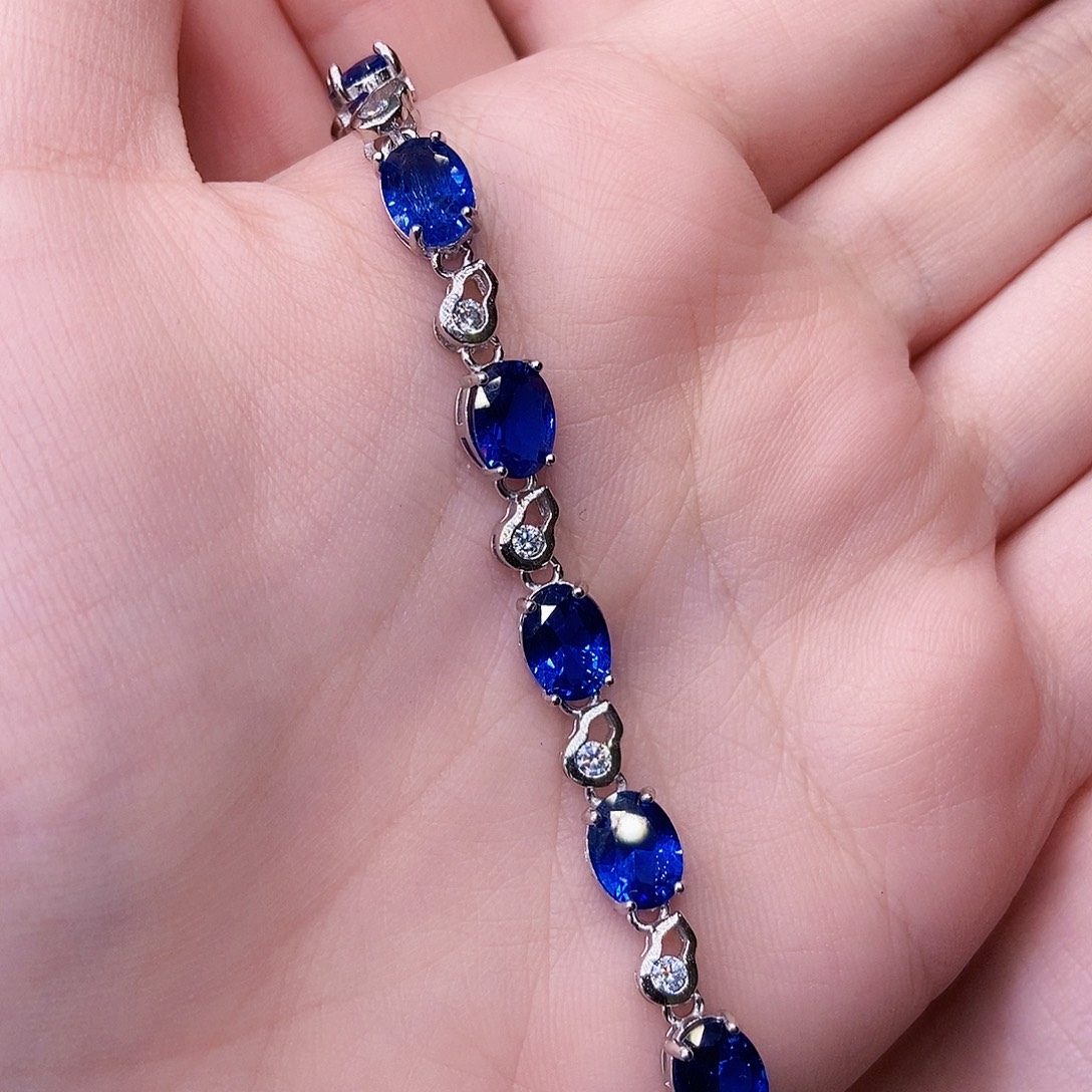 手链银S925镶嵌蓝宝石