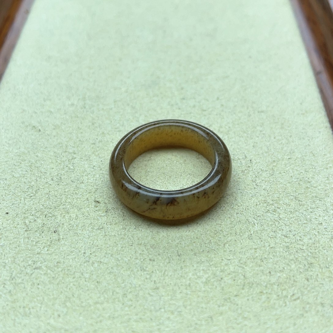 和田玉戒指未镶嵌11桂花糖小宽条9号