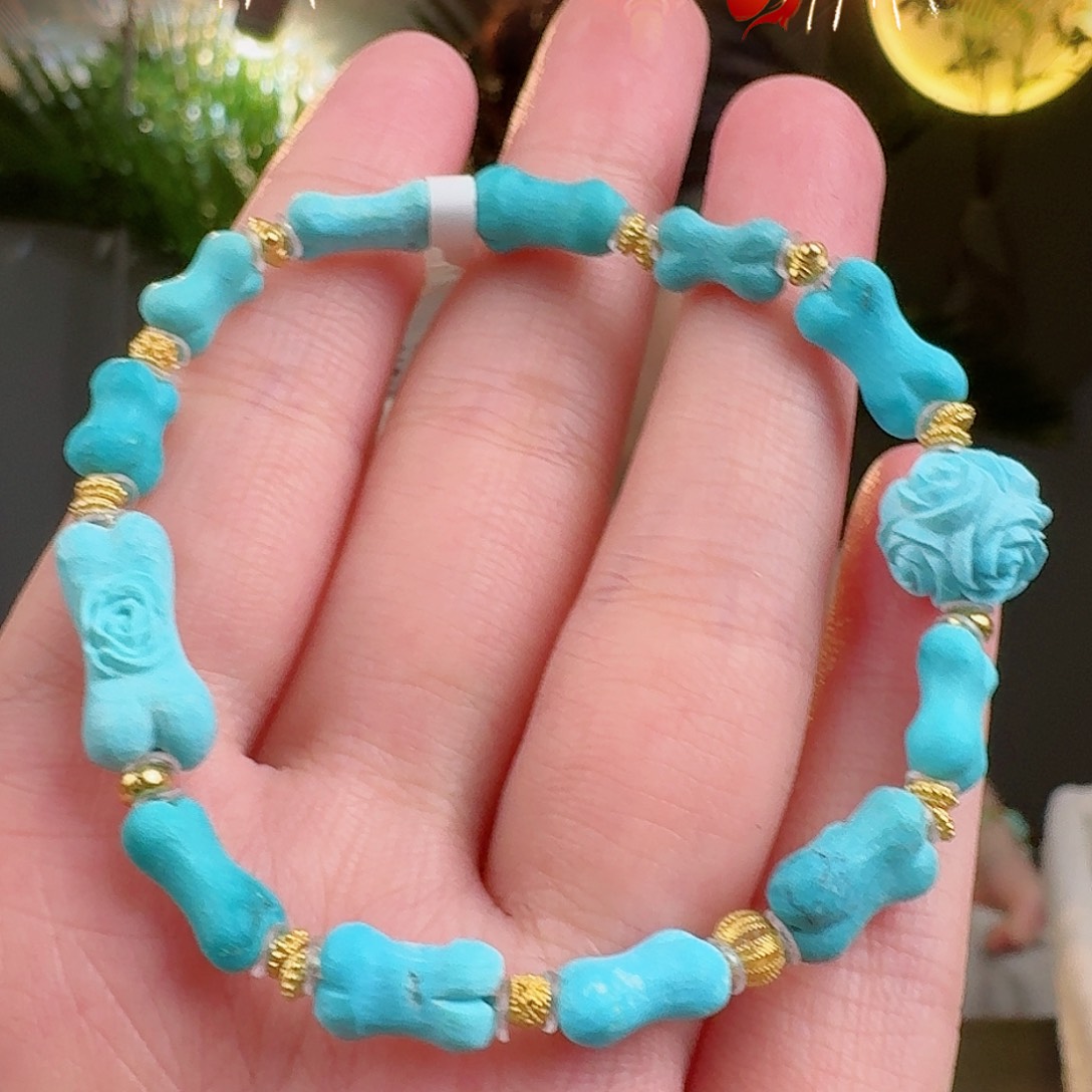 绿松石珠宝奇石18K金镶嵌