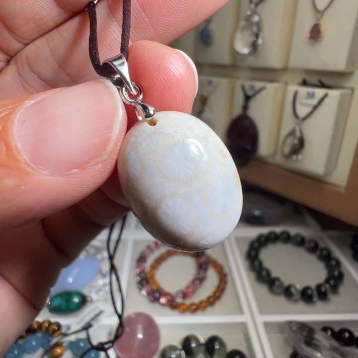 硅化珊瑚（珊瑚玉）银S925镶嵌颈饰天然珊瑚玉