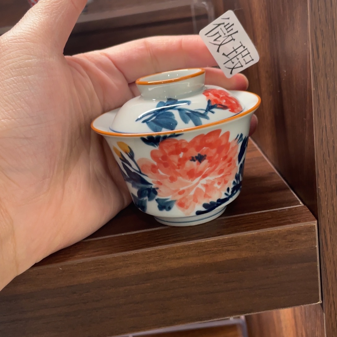 釉下手绘茶具微瑕