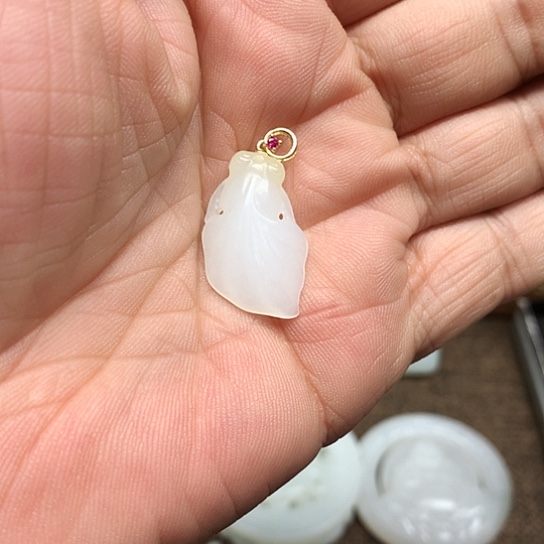 和田玉颈饰银S925镶嵌