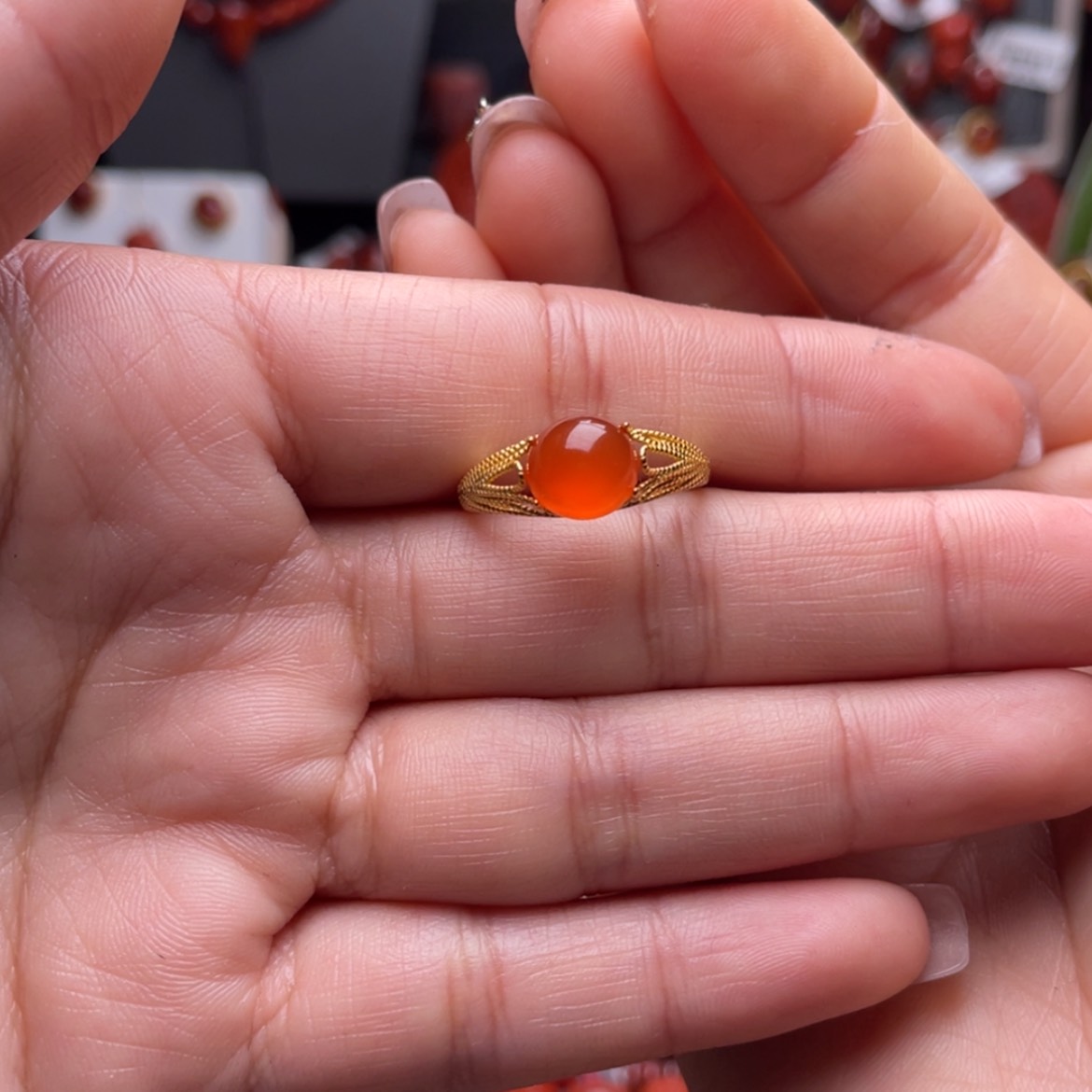 【闪购商品】南红玛瑙戒指银S925镶嵌