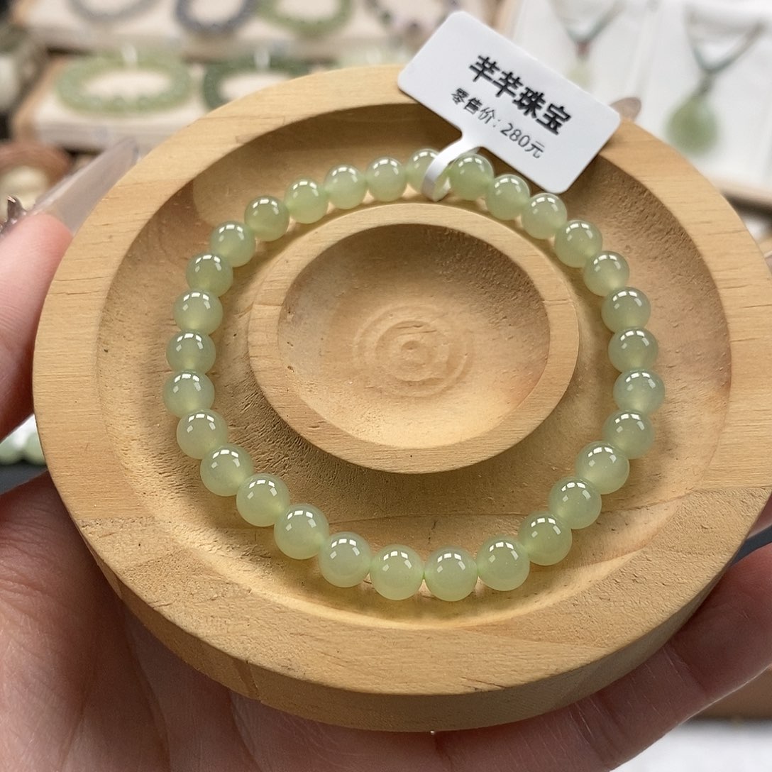 和田玉手链未镶嵌微瑕