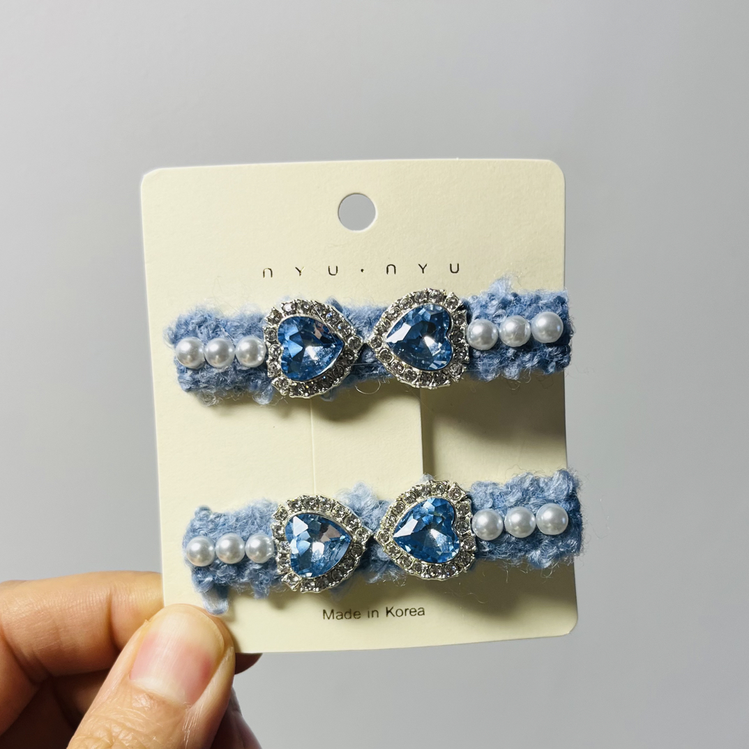 新款简约森系水钻蝴蝶结发夹一对单个可直播间选款