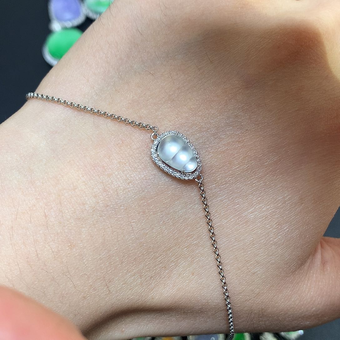 18K金镶嵌手链翡翠冰