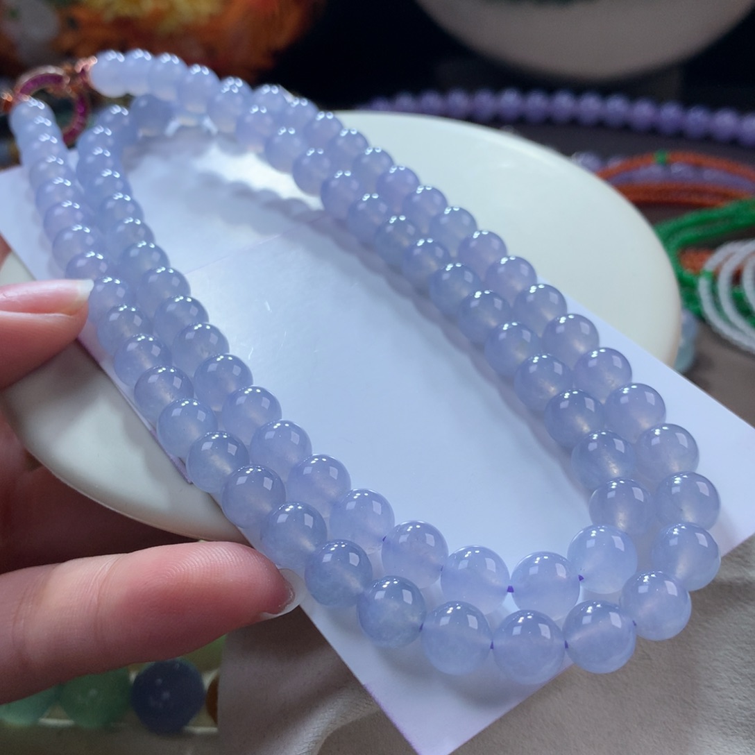 翡翠颈饰未镶嵌翡翠高冰冰蓝紫卡8+